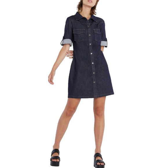 NEW Wash Lab Denim Mini Shirt dress Size S #1770 - Picture 1 of 9